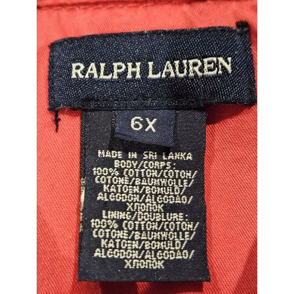 Ralph Lauren Swing‎ Trench Coat Pink/Red Button Zip Girls 6X